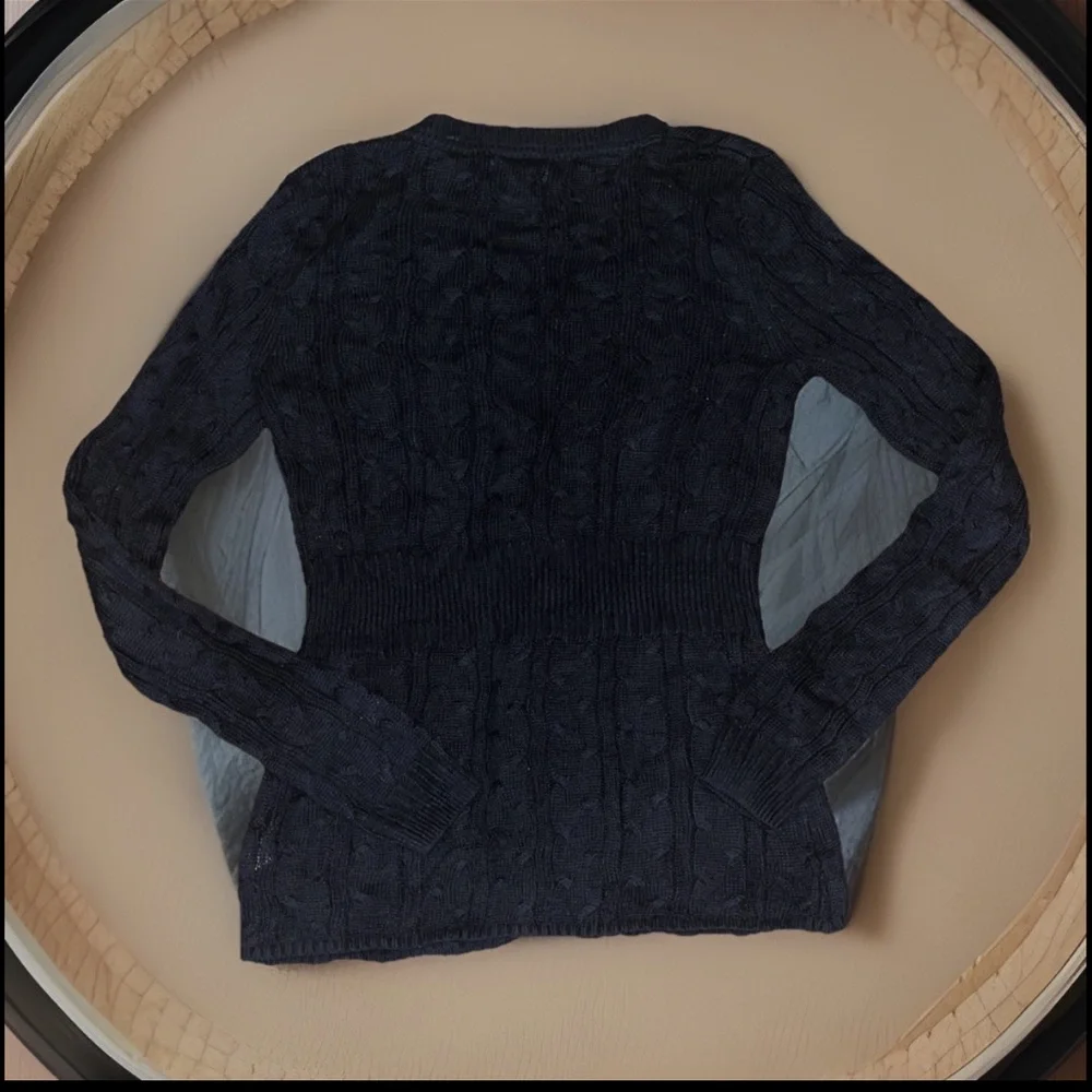 Cracker & Barrel Women Black Cable Knit 100% Cotton Cardigan 3 Button’s Sweater